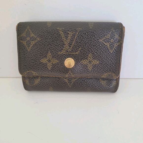 Louis Vuitton LV Micro Brown Folding Monogram Leather Card Wallet Small Authenti - Picture 1 of 12